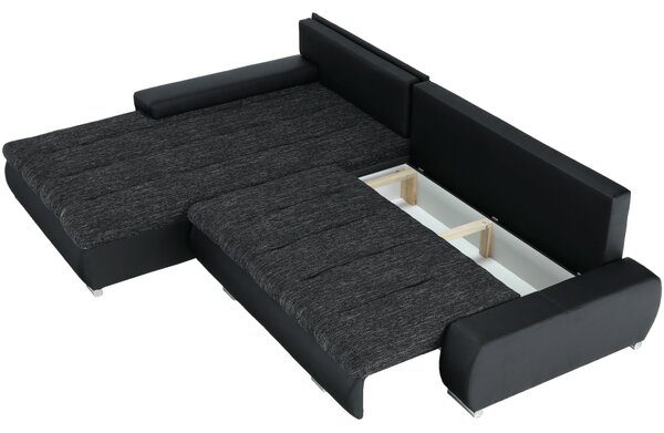 KONDELA Colţar, negru/negru şuviţat, TONIKS