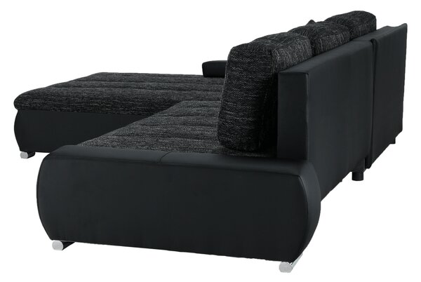 KONDELA Colţar, negru/negru şuviţat, TONIKS