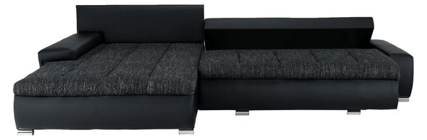 KONDELA Colţar, negru/negru şuviţat, TONIKS