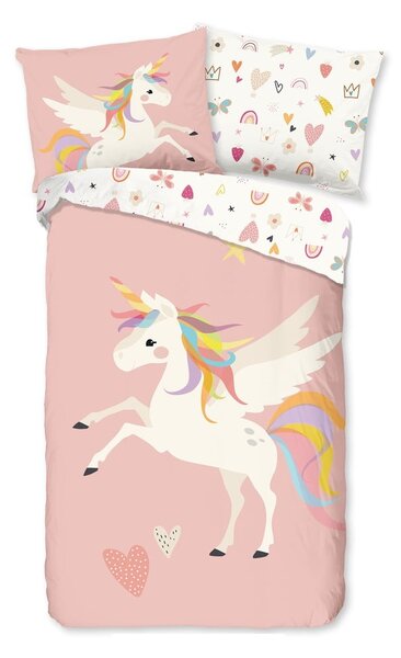 Lenjerie din bumbac pentru copii Le Bonom Unicorn, 140 x 200 cm