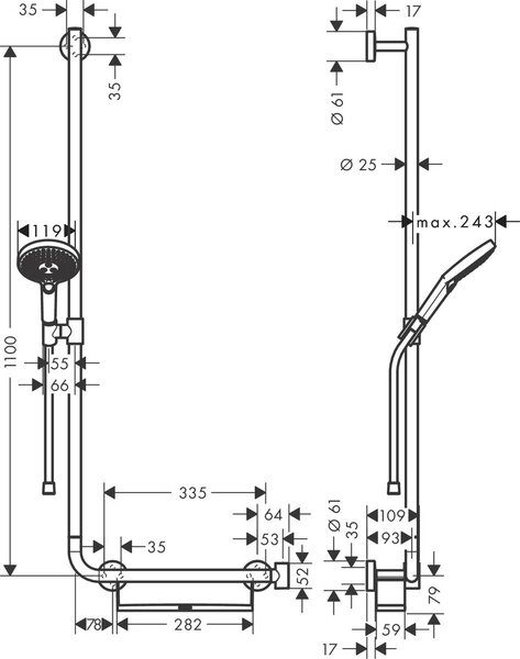 Hansgrohe Raindance set de duș perete crom 26324000