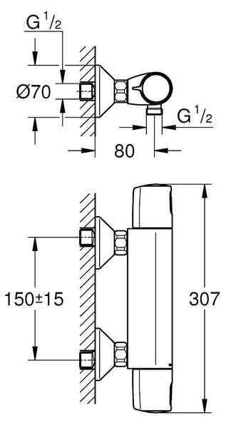 Grohe Precision baterie de duș perete cu termostat crom 34229002