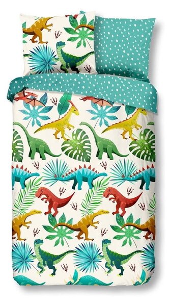 Lenjerie de pat din bumbac pentru copii Good Morning Dino, 140 x 200 cm