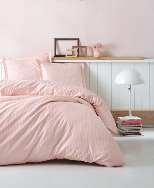Lenjerie de pat dublu roz-deschis din bumbac satinat extinsă cu cearșaf și cuvertură 240x260 cm – Mijolnir