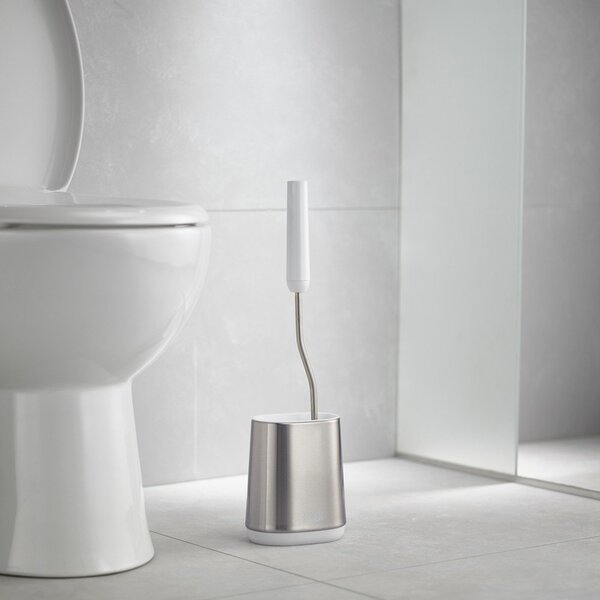 Perie de WC argintie din oțel inoxidabil Flex – Joseph Joseph