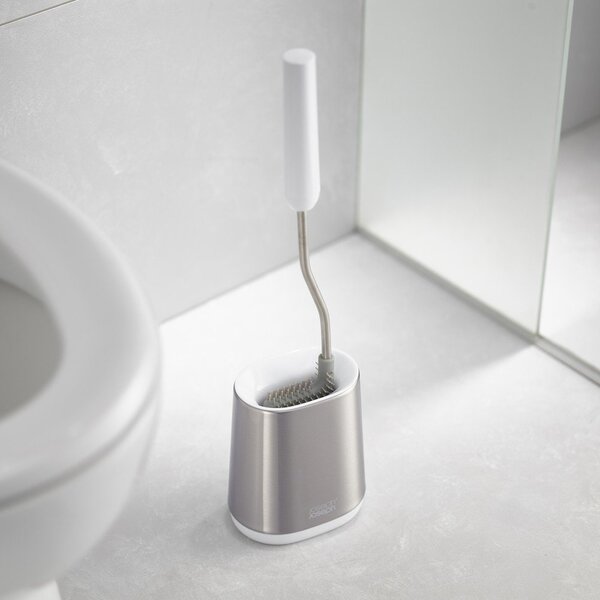 Perie de WC argintie din oțel inoxidabil Flex – Joseph Joseph