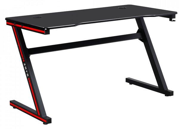 Birou, măsuţă gaming, masă PC, roşu şi negru, 140 cm - TP292741