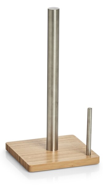 Suport din metal si bambus pentru role de bucatarie, Bamboo Natural, L16xl16xH32,5 cm