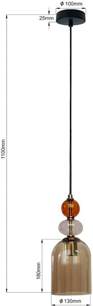 Light Prestige Tropea lampă suspendată 1x15 W chihlimbar LP-2004/1PMAM