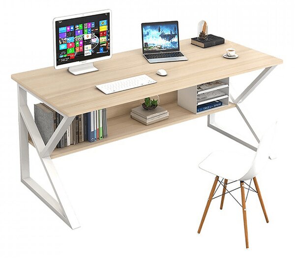 Birou, măsuţă, masă PC, maro si alb, 80 cm - TP277514