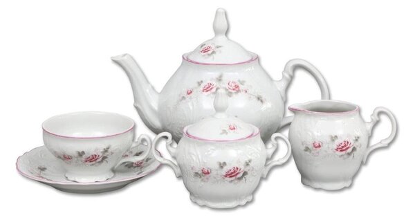 Set din porțelan pentru ceai, model trandafiri Thun Bernadotte