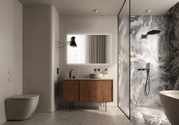 Elita Sharon Square oglindă 120x80 cm dreptunghiular cu iluminare auriu RE061203015570