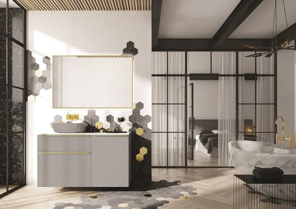 Elita Sharon Square oglindă 120x80 cm dreptunghiular cu iluminare auriu RE061203015570