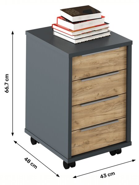 KONDELA Container, grafit/stejar artisan, RIOMA NEW TYP 14