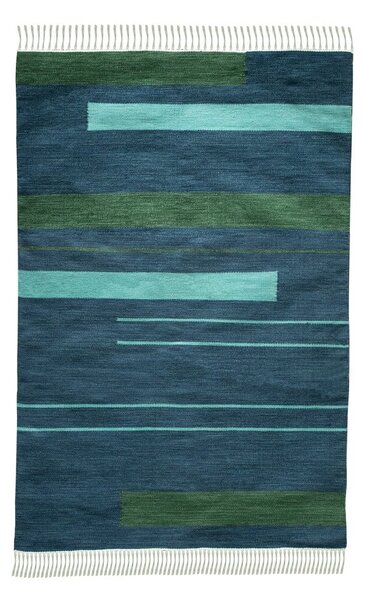 Covor reversibil pentru exterior din plastic reciclat Green Decore Marlin, 90 x 150 cm, albastru-închis
