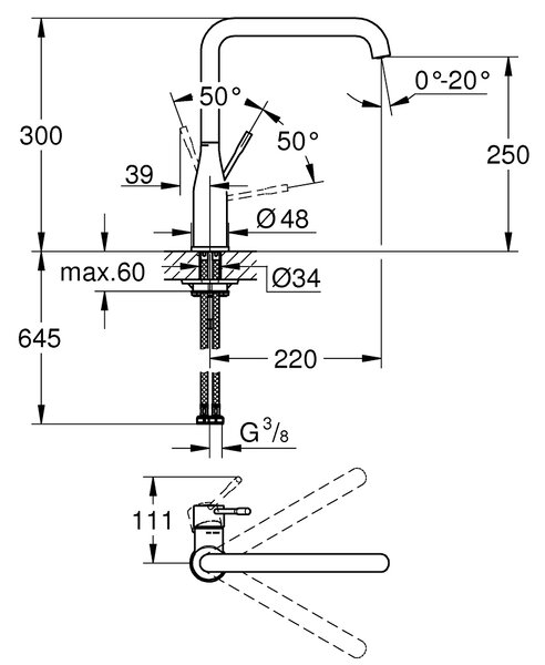 Grohe Essence baterie bucătărie pe picior Hard Graphite 30269A00