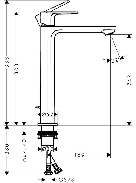 Hansgrohe Rebris S baterie lavoar stativ crom 72580000