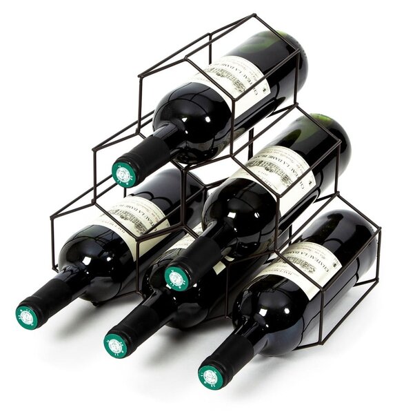 Suport metalic pentru sticle de vin Compactor, negru