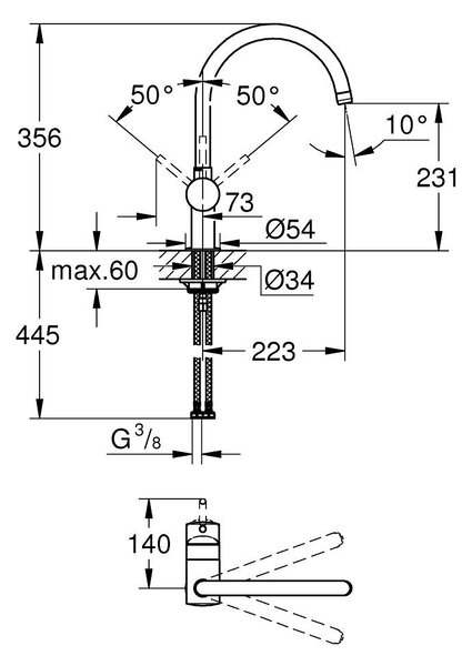 Grohe Minta baterie bucătărie pe picior Brushed Hard Graphite 32917AL0