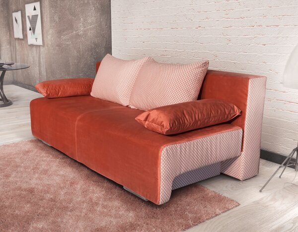 Canapea extensibilă cu spatiu depozitare Georgia Orange Pink