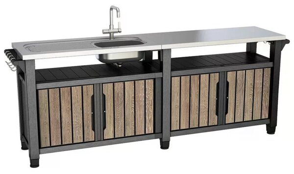 Dulap / Bucatarie de exterior gradina, terasa KETER, UNITY CHEF, 415 L, Gri / Ashwood
