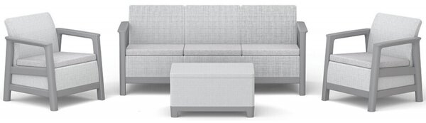 Set mobilier de gradina, Keter, Scandi Linea, 5 locuri, Gri deschis / Bej