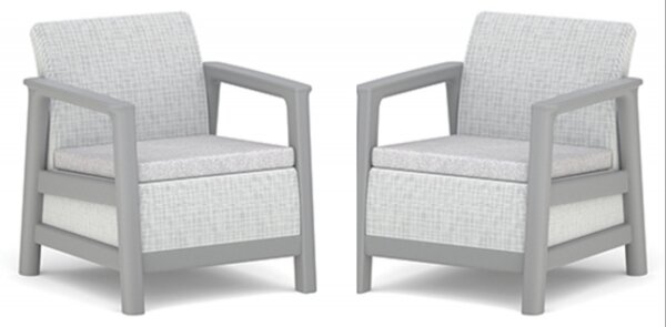 Set doua fotolii gradina, Keter, Scandi, Duo Linea - Gri deschis / Bej