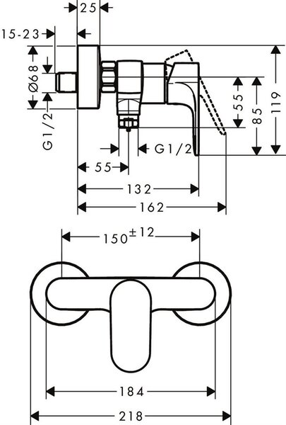 Hansgrohe Rebris S baterie de duș perete negru 72640670