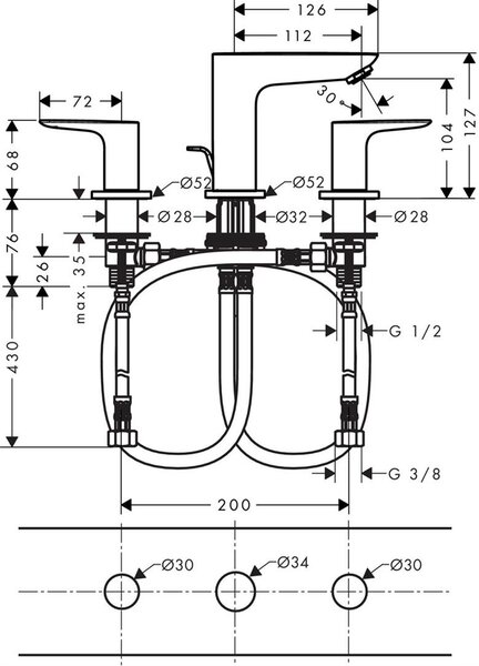 Hansgrohe Talis E baterie lavoar stativ || 71733140