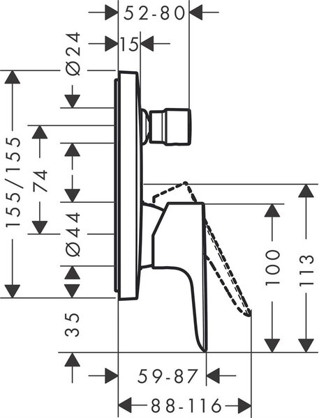 Hansgrohe Talis E baterie de duș ascuns negru 71474340
