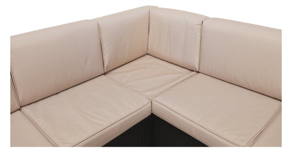 KONDELA Set de grădină din rattan, 3 piese, maro/bej, RODEN