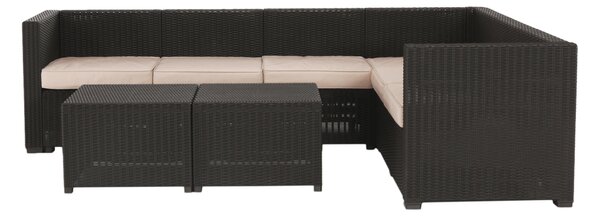 KONDELA Set de grădină din rattan, 3 piese, maro/bej, RODEN
