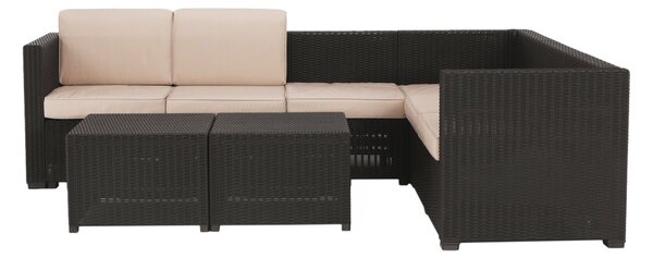 KONDELA Set de grădină din rattan, 3 piese, maro/bej, RODEN