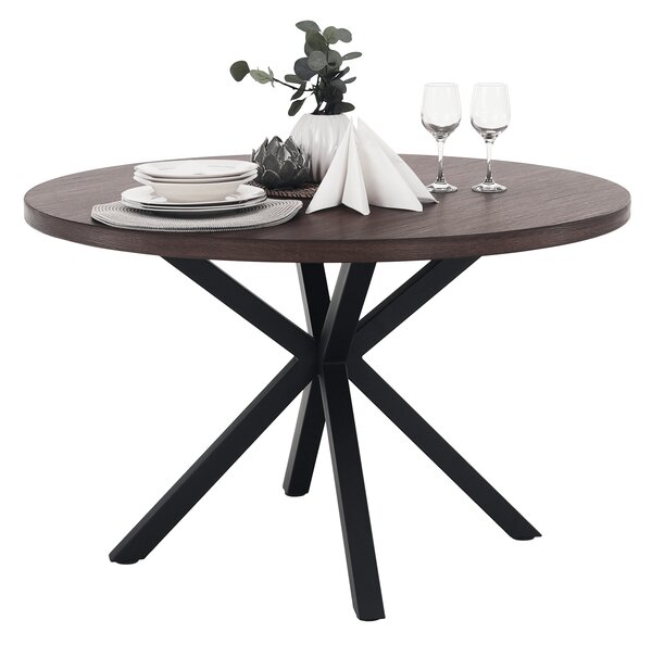 KONDELA Masă de sufragerie, stejar închis / negru, diametru 120 cm, MEDOR