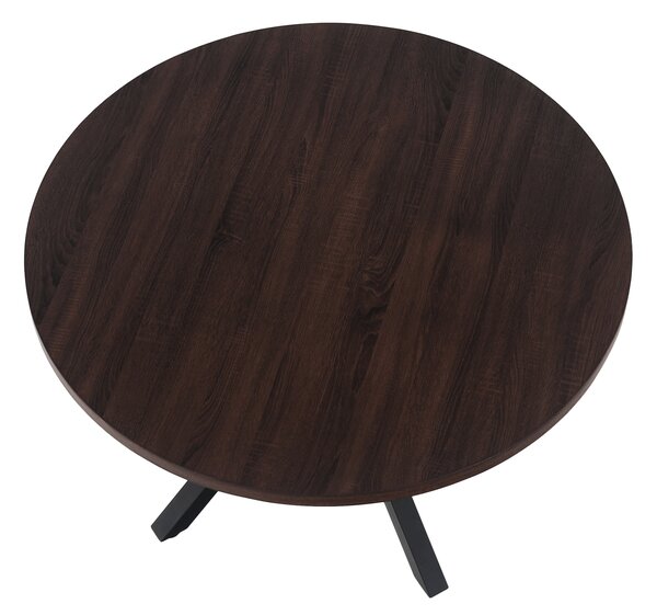 KONDELA Masă de sufragerie, stejar închis / negru, diametru 120 cm, MEDOR