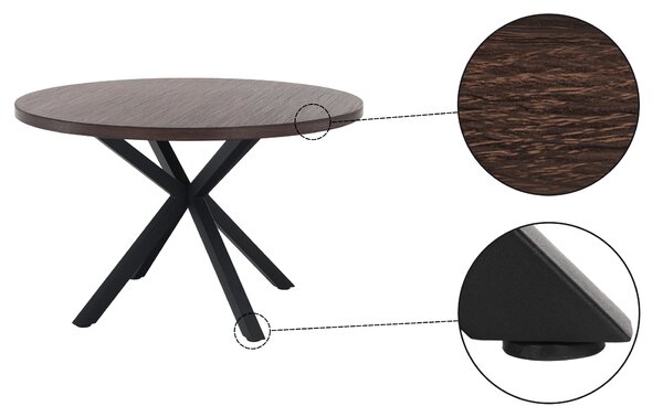 KONDELA Masă de sufragerie, stejar închis / negru, diametru 120 cm, MEDOR