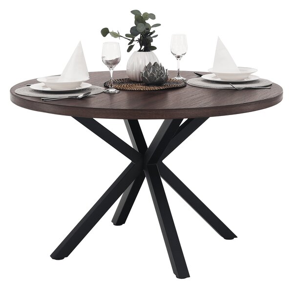 KONDELA Masă de sufragerie, stejar închis / negru, diametru 120 cm, MEDOR