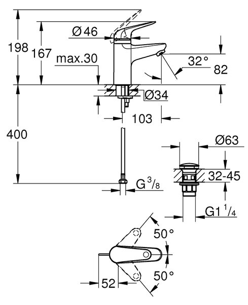 Grohe Swift baterie lavoar stativ StarLight Chrome 24319001