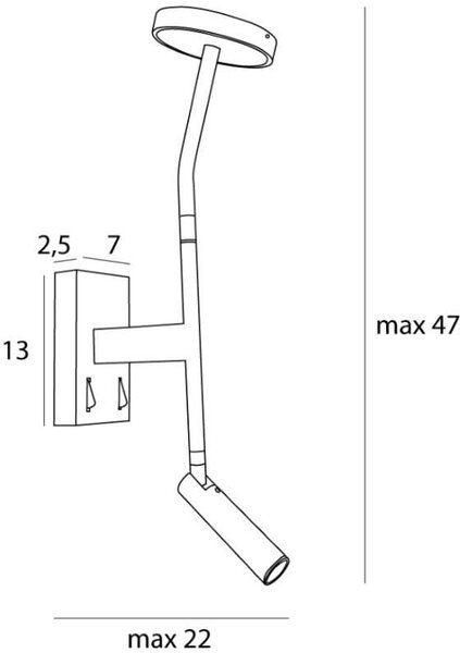 MaxLight Ibiza lampă de perete 2x6 W negru W0349