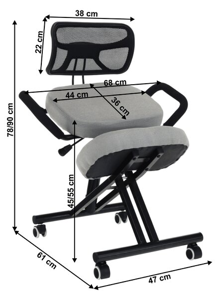 KONDELA Scaun de îngenunchiere ergonomic, gri-maro Taupe / negru, RUFUS