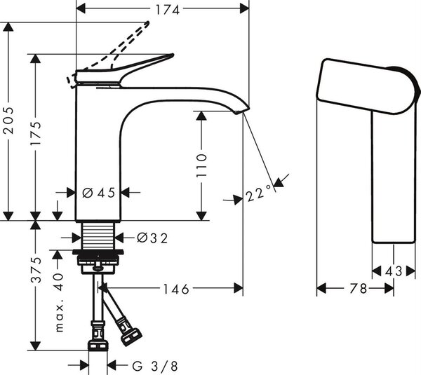 Hansgrohe Vivenis baterie lavoar stativ negru 75024670