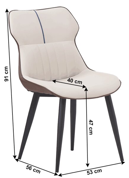 KONDELA Scaun de luat masa, piele ecologică, bej/maro, OSTELA