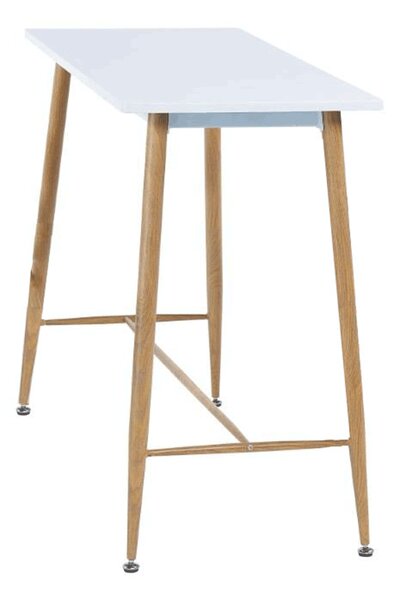 KONDELA Masă de bar, alb / fag, MDF / metal, 110x50 cm, DORTON