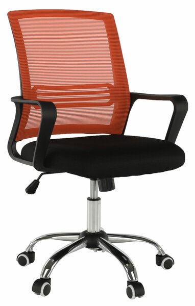 Scaun de birou, mesh portocaliu/material textil negru, APOLO
