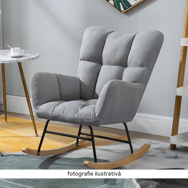KONDELA Scaun balansoar design, patchwork/gri/bej, KEMARO