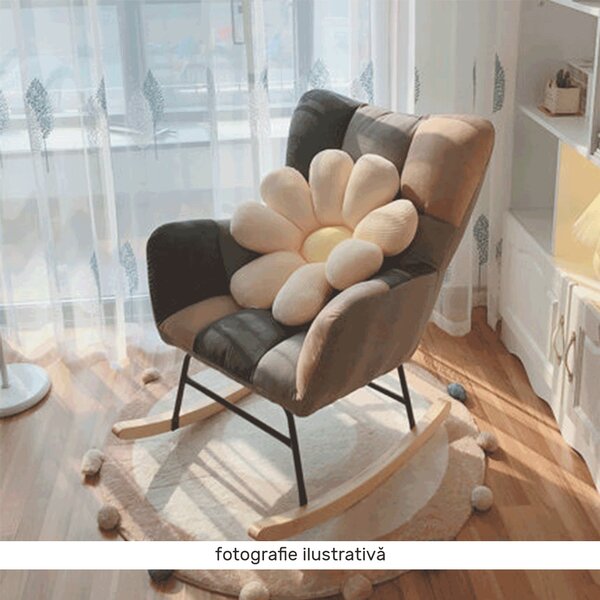 KONDELA Scaun balansoar design, patchwork/gri/bej, KEMARO