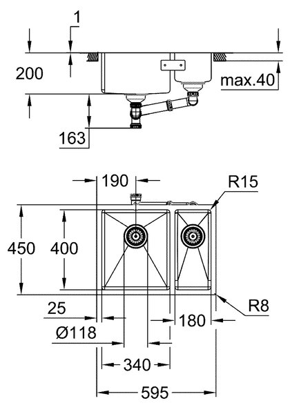 Grohe K700 chiuveta din otel 59.5x45 cm 31577SD1