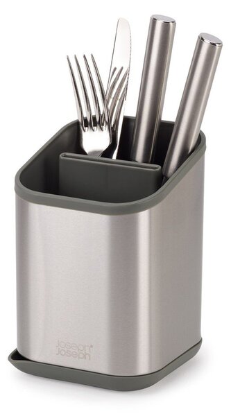 Scurgător de vase argintiu lucios pentru tacâmuri din oțel inoxidabil 11x11,5 cm Duo Steel – Joseph Joseph