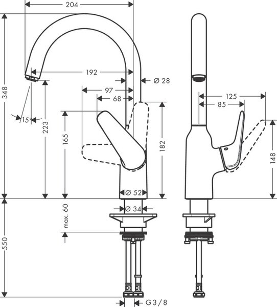 Hansgrohe Focus M42 baterie bucătărie pe picior oţel inoxidabil 71802800