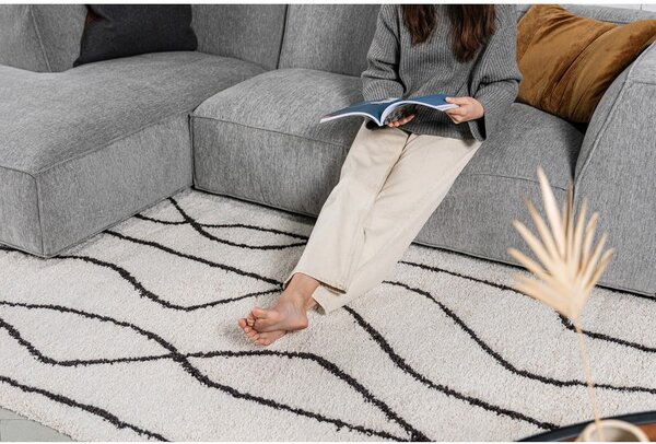 Covor alb/negru 140x200 cm Routa – Universal